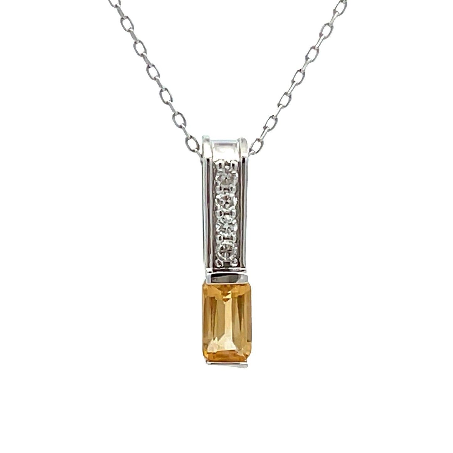.06ct Citrine Diamond Fashion Pendants 10KT White Gold Bids.com