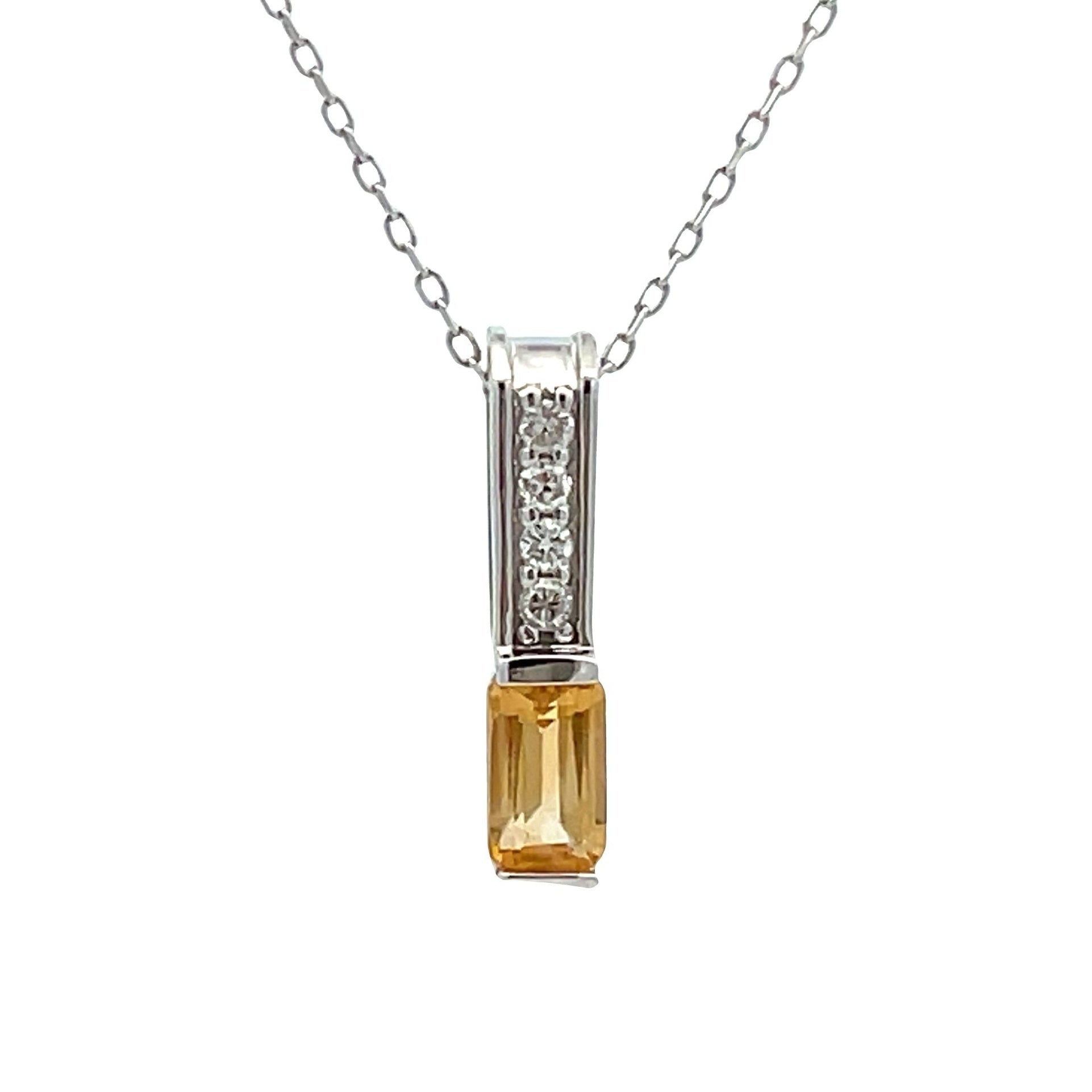 .06ct Citrine Diamond Fashion Pendants 10KT White Gold Bids.com
