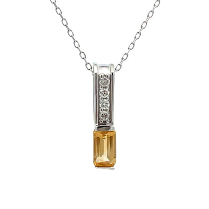 .06ct Citrine Diamond Fashion Pendants 10KT White Gold Bids.com