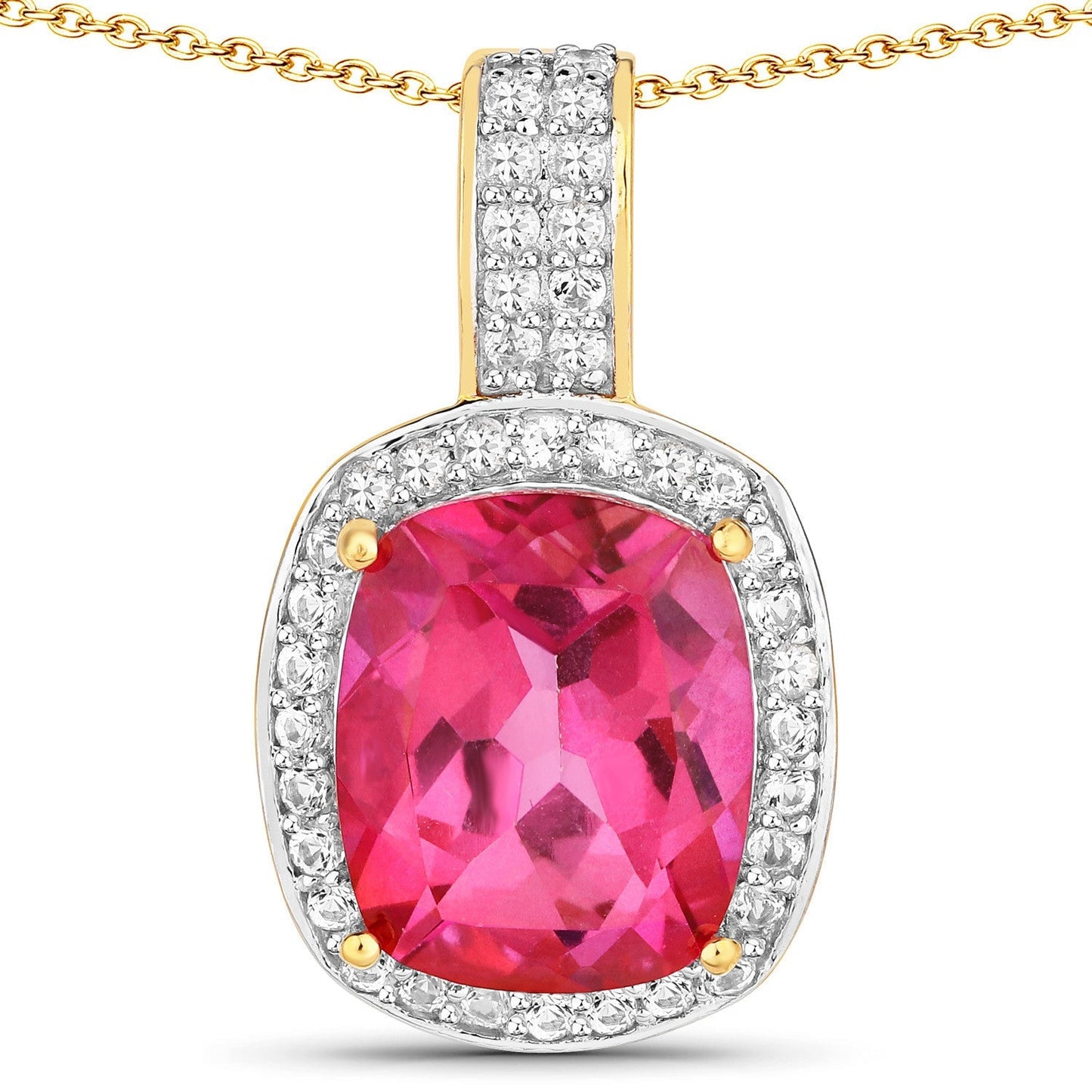6.87 Carat Genuine Pink Topaz and White Topaz .925 Sterling Silver Pendant Bids.com