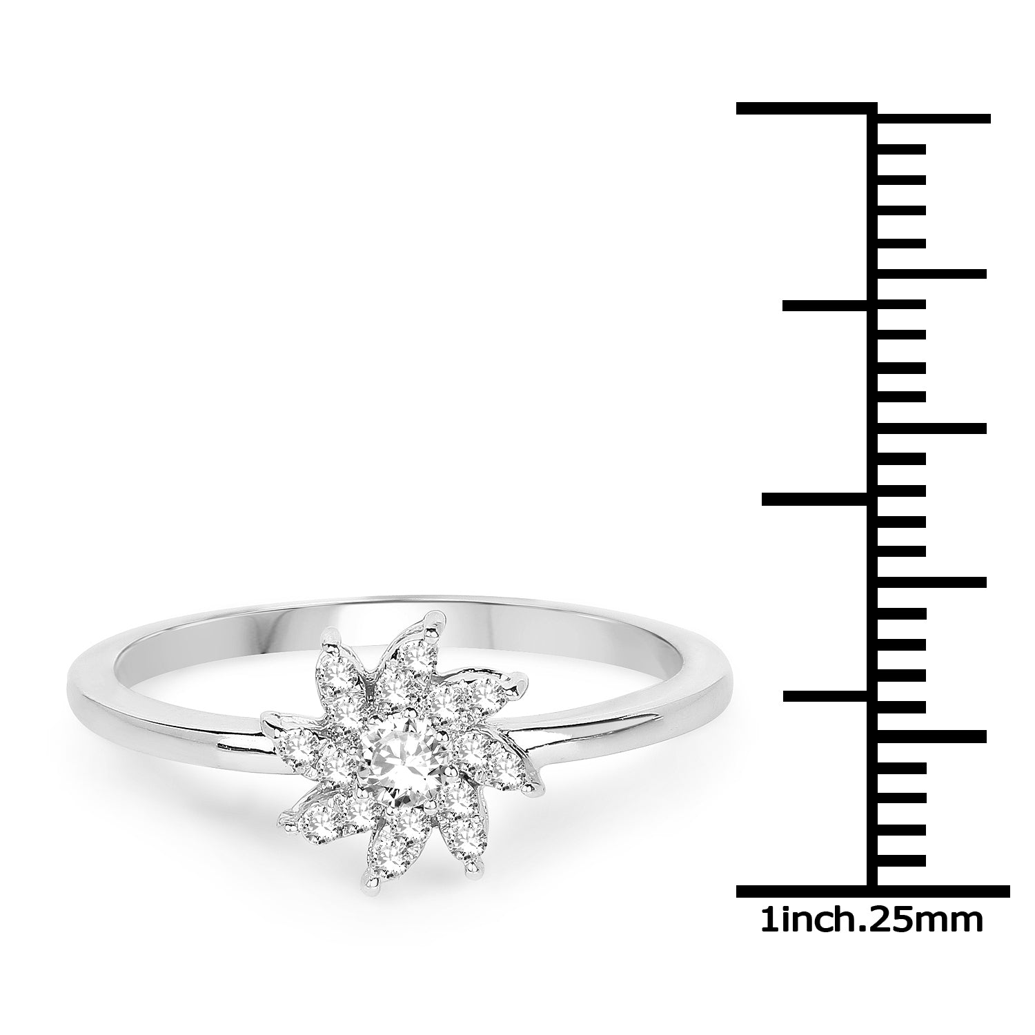0.18 Carat Genuine White Diamond 14K White Gold Ring (E-F-G Color, SI Clarity) Bids.com