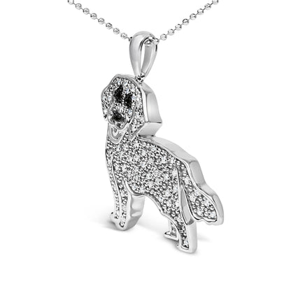 .925 Sterling Silver 1/3 Cttw White and Black Diamond  Labrador Retriever Dog Pendant Necklace (I-J Color, I2-I3 Clarity) - 18" Inches Bids.com