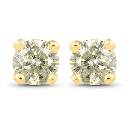 0.92 Carat Genuine LB Diamond 14K Yellow Gold Earrings Bids.com