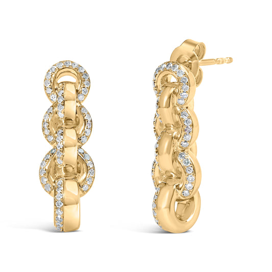 14K Yellow Gold Plated .925 Sterling Silver 1/2 Cttw Diamond Chain Link Drop Earrings (H-I Color, I1-I2 Clarity) Bids.com