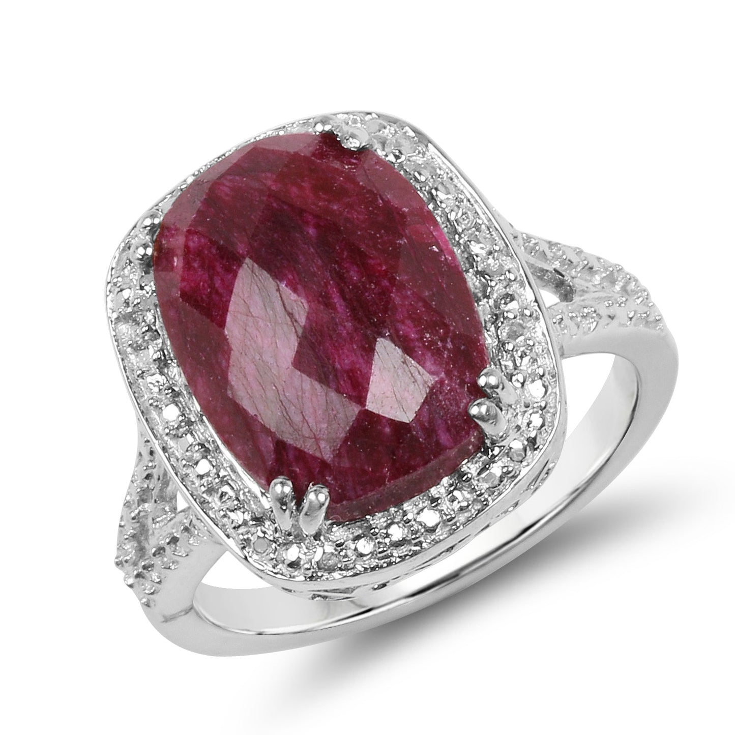 7.60 Carat Dyed Ruby .925 Sterling Silver Ring Bids.com