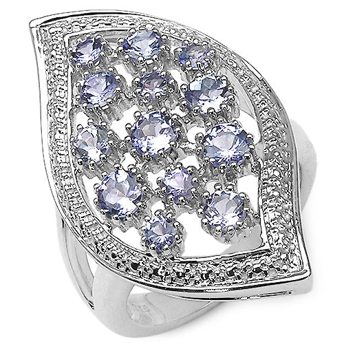 1.47 Carat Genuine Tanzanite .925 Sterling Silver Ring Bids.com