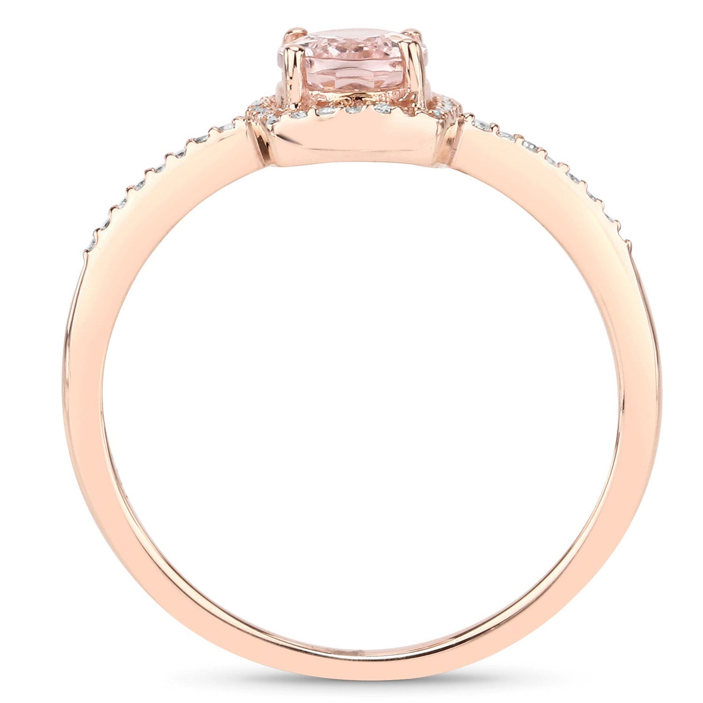 0.82 Carat Genuine Morganite and White Diamond 14K Rose Gold Ring Bids.com