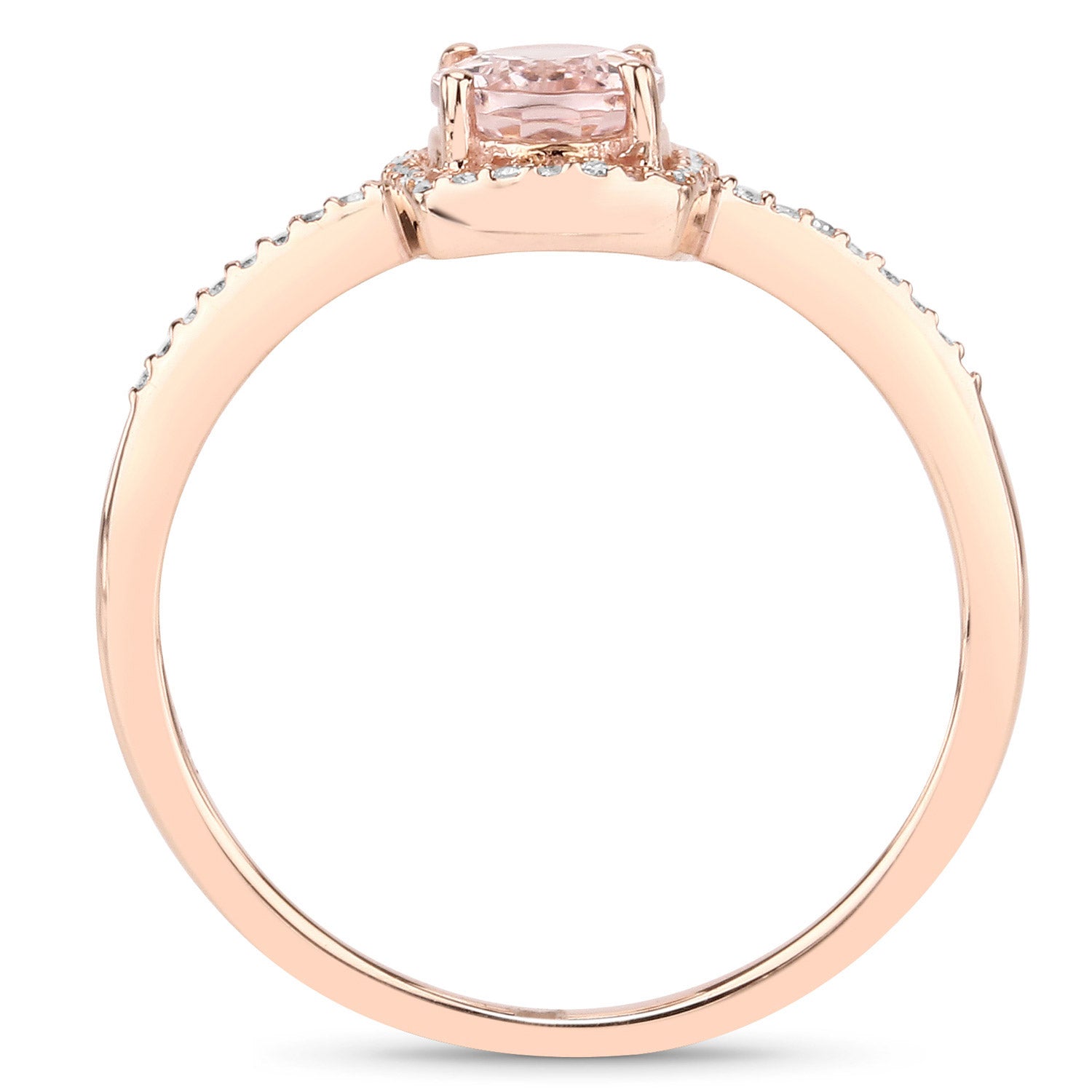 0.82 Carat Genuine Morganite and White Diamond 14K Rose Gold Ring Bids.com