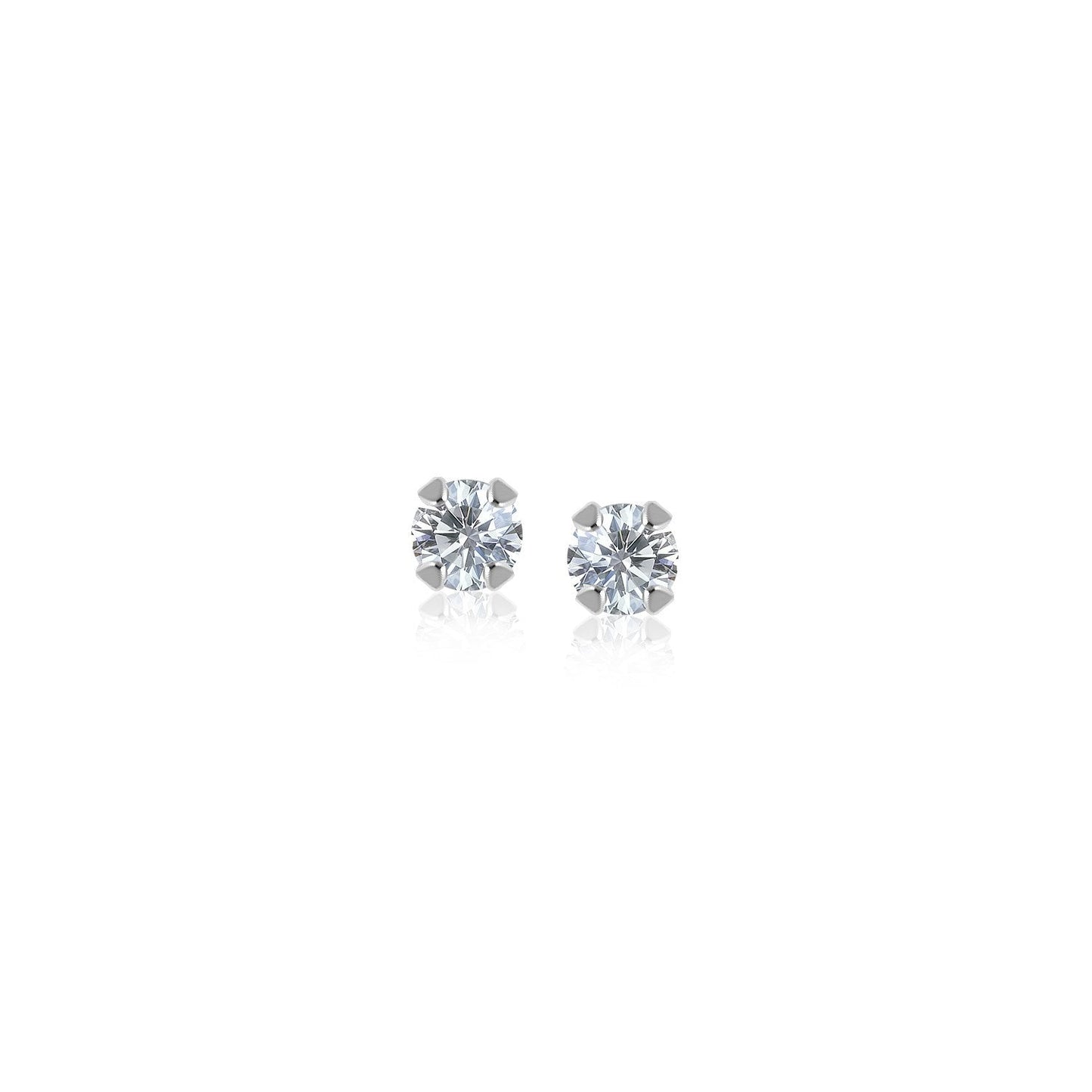 14k White Gold White Cubic Zirconia 2mm Stud Earrings Bids.com