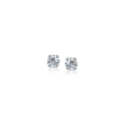14k White Gold White Cubic Zirconia 2mm Stud Earrings Bids.com