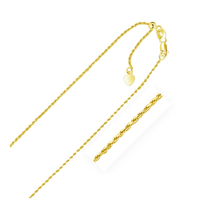 10k Yellow Gold Adjustable Rope Chain 1.0mm Bids.com