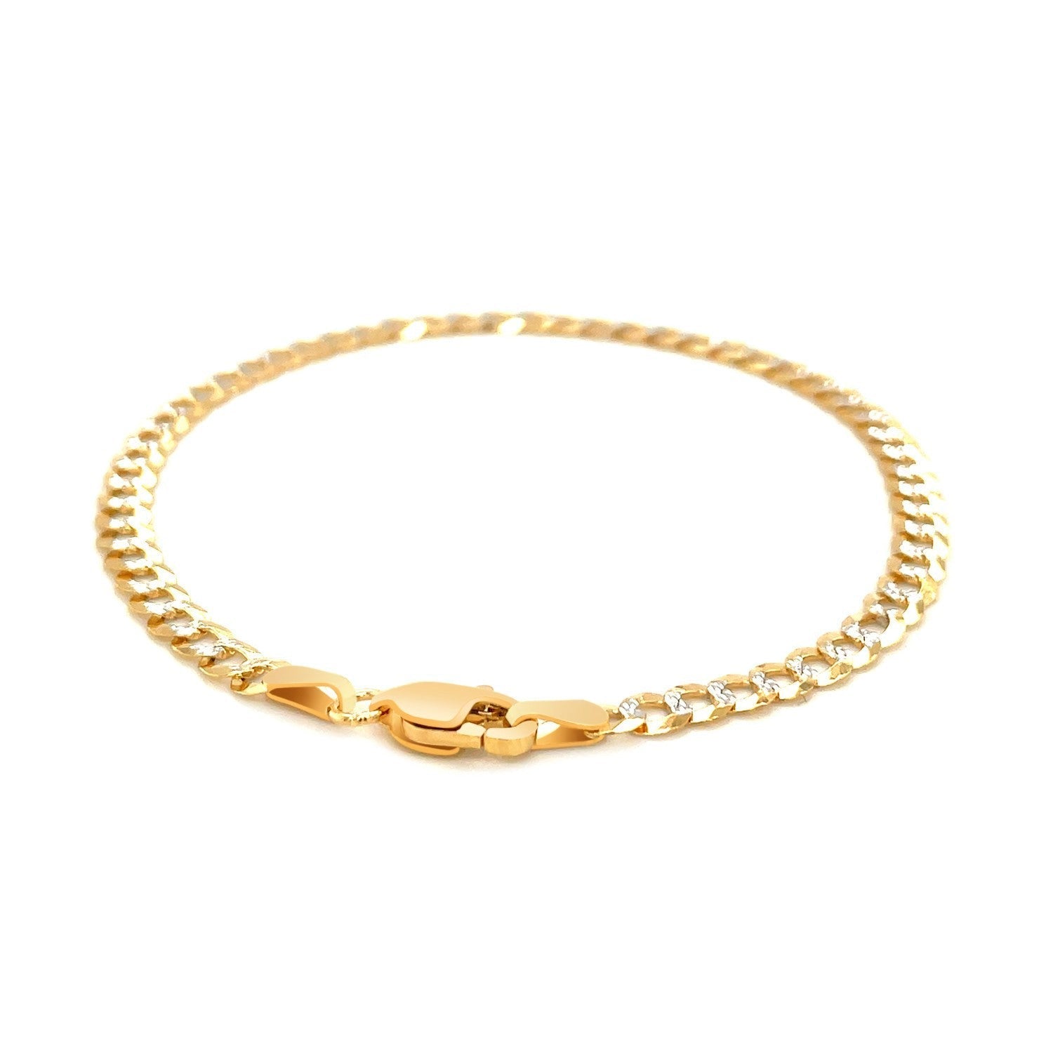 3.6mm 14k Two Tone Gold Pave Curb Bracelet Bids.com