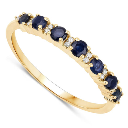 0.43 Carat Genuine Blue Sapphire and White Diamond 14K Yellow Gold Ring Bids.com