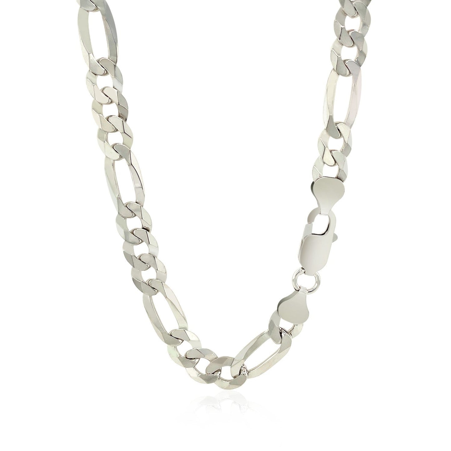 Rhodium Plated 8.1mm Sterling Silver Figaro Style Chain Bids.com