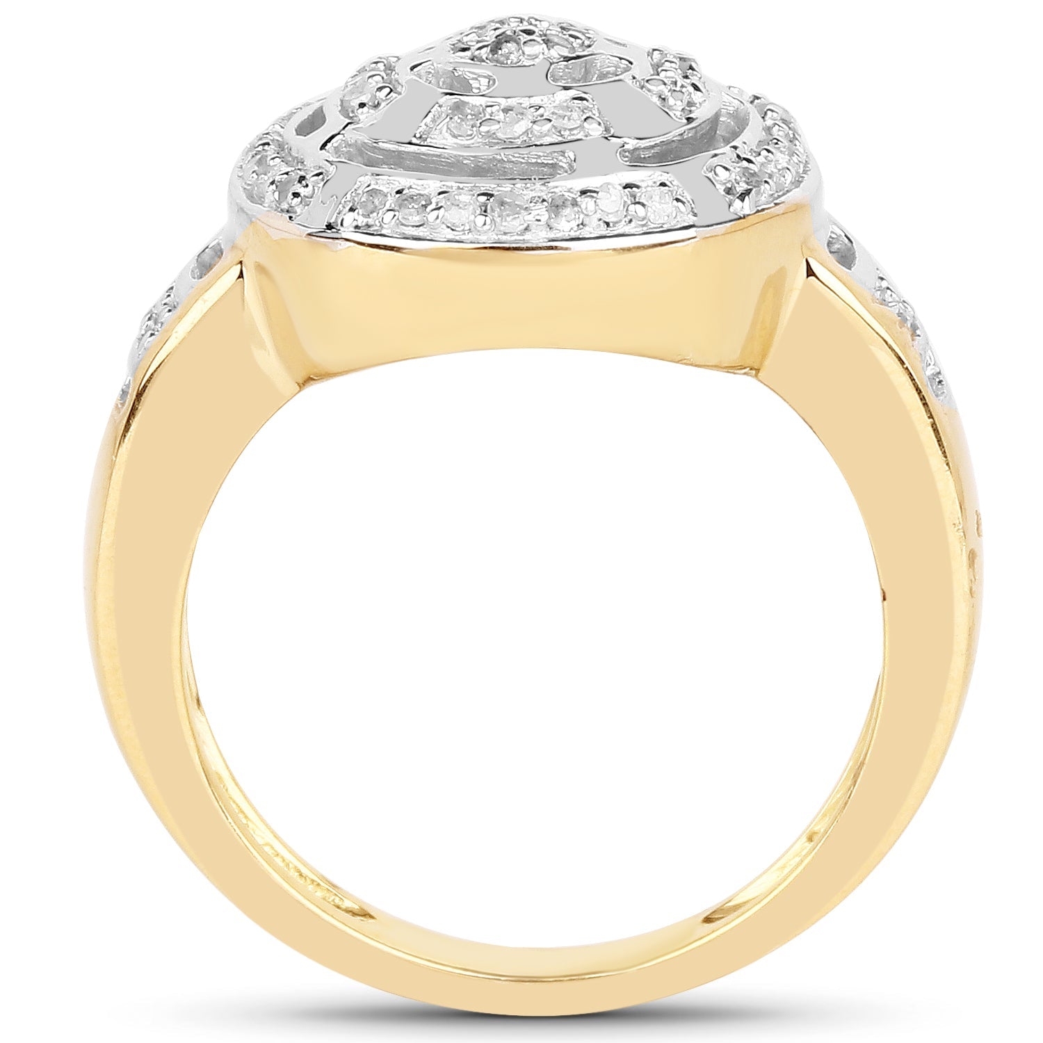 14K Yellow Gold Plated 0.21 Carat Genuine White Diamond .925 Sterling Silver Ring Bids.com