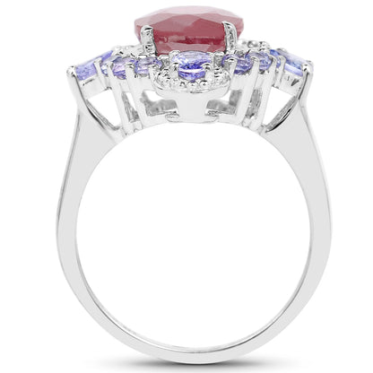 4.14 Carat Glass Filled Ruby and Tanzanite .925 Sterling Silver Ring Bids.com