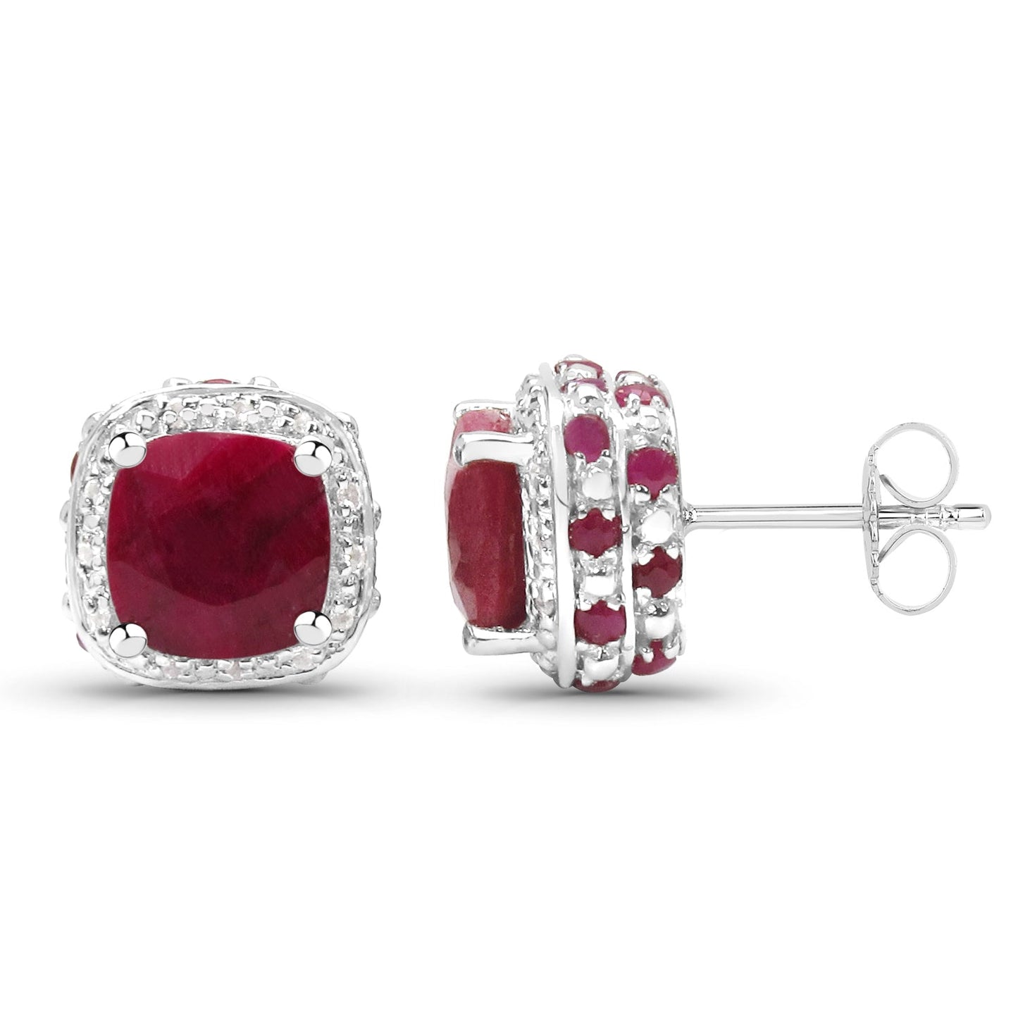 6.12 Carat Dyed Ruby, Ruby and White Topaz .925 Sterling Silver Earrings Bids.com