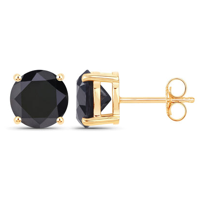 3.84 Carat Genuine Black Diamond 14K Yellow Gold Earrings Bids.com