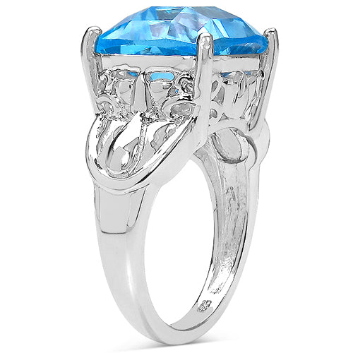 10.30 Carat Genuine Swiss Blue Topaz .925 Sterling Silver Ring Bids.com