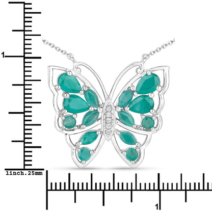 2.60 Carat Genuine Emerald and White Zircon .925 Sterling Silver Necklace Bids.com