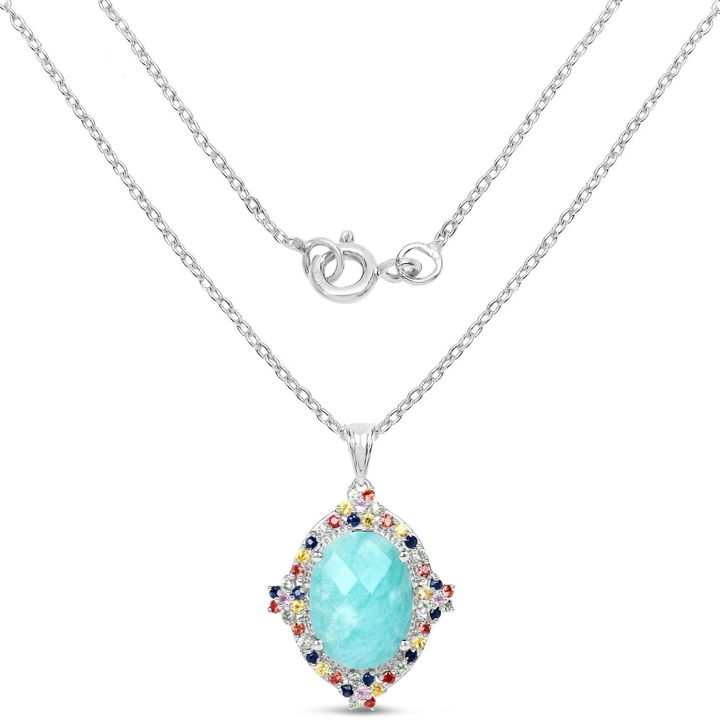 18.50 Carat Genuine Multi Stone .925 Sterling Silver Pendant Bids.com