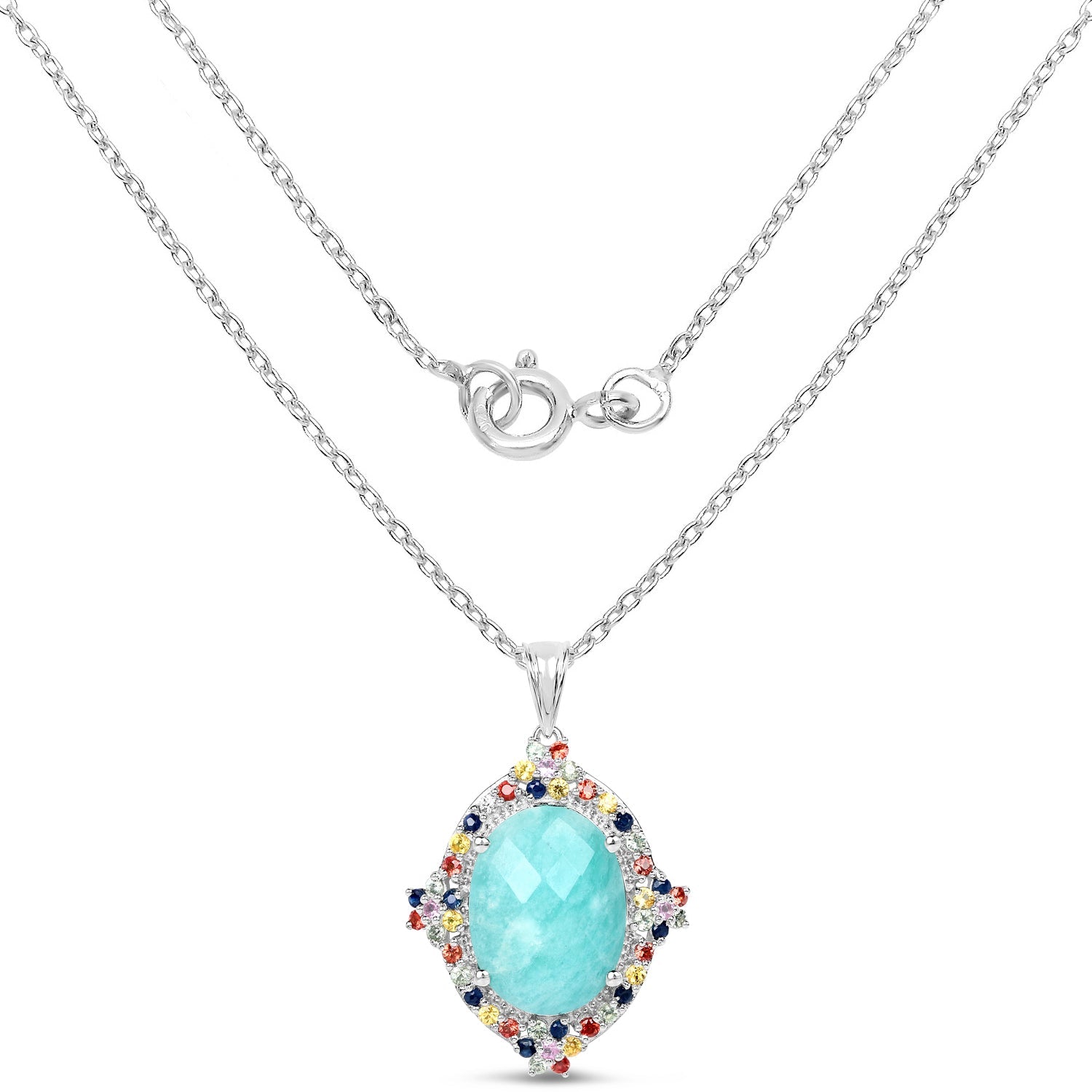 18.50 Carat Genuine Multi Stone .925 Sterling Silver Pendant Bids.com