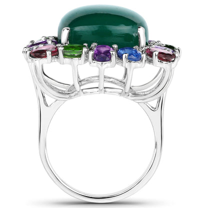 26.67 Carat Genuine Multi Stones .925 Sterling Silver Ring Bids.com