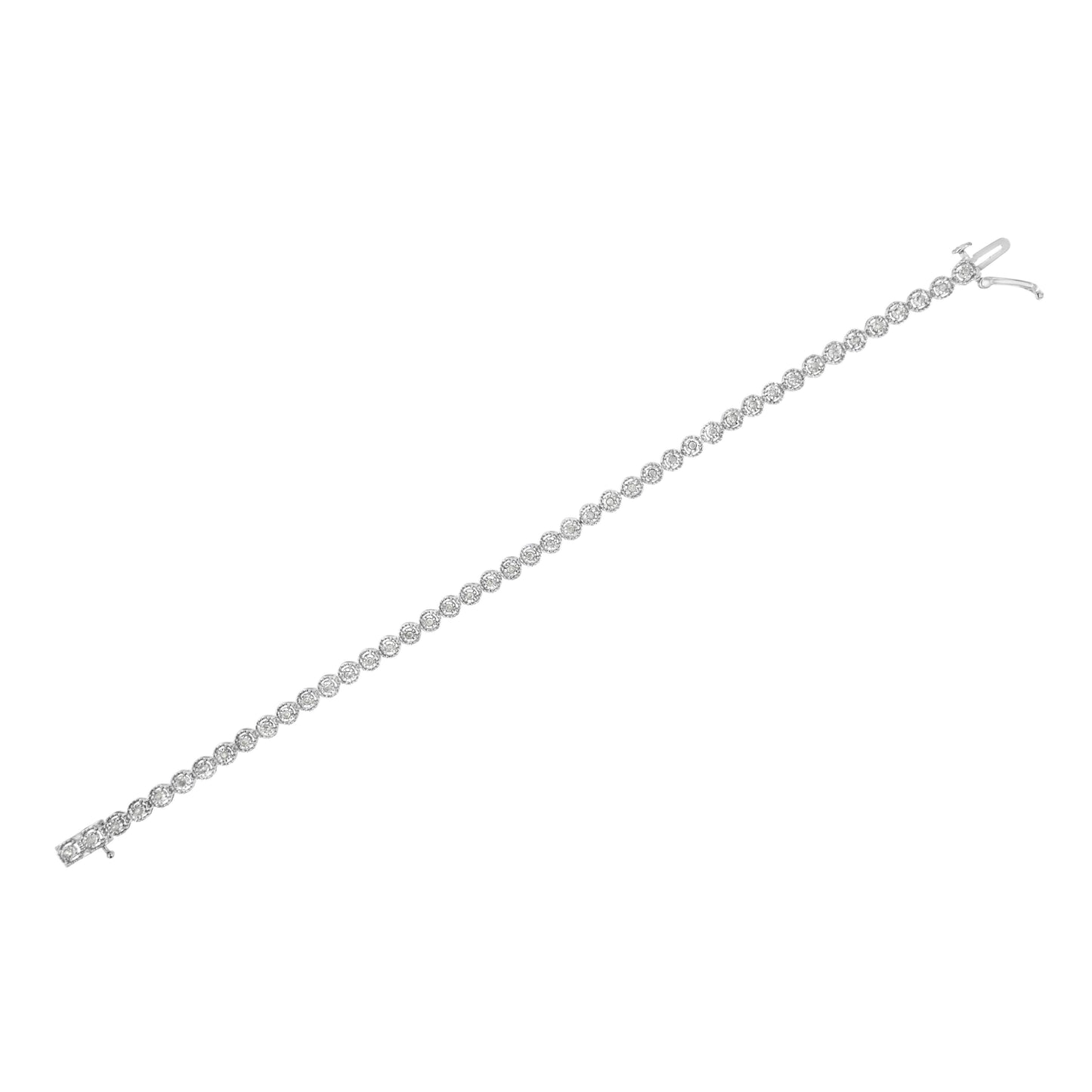 .925 Sterling Silver 1/2 Cttw Miracle Set Round Diamond Bezel Design Link Bracelet (I-J Color, I2-I3 Clarity) - 7.25" Bids.com