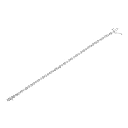 .925 Sterling Silver 1/2 Cttw Miracle Set Round Diamond Bezel Design Link Bracelet (I-J Color, I2-I3 Clarity) - 7.25" Bids.com