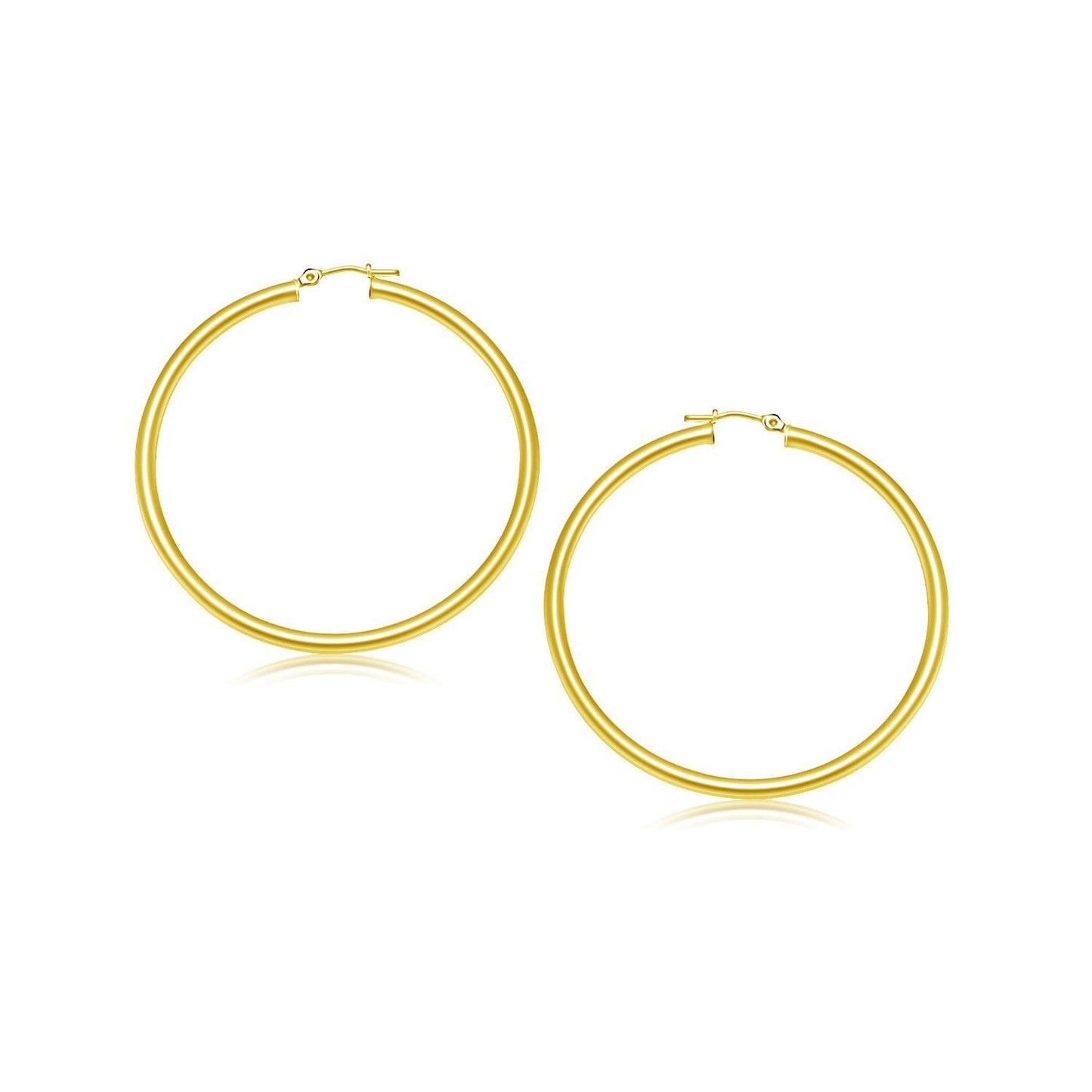 14k Yellow Gold Polished Hoop Earrings (25 mm) Bids.com