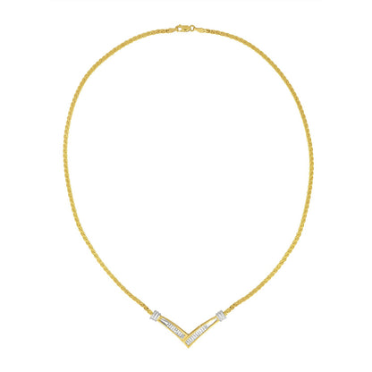 10K Yellow and White Gold 1/2 Cttw Princess Cut Diamond Channel-Set â€œVâ€ Shape 18" Franco Chain Necklace (H-I Color, SI2-I1 Clarity) Bids.com
