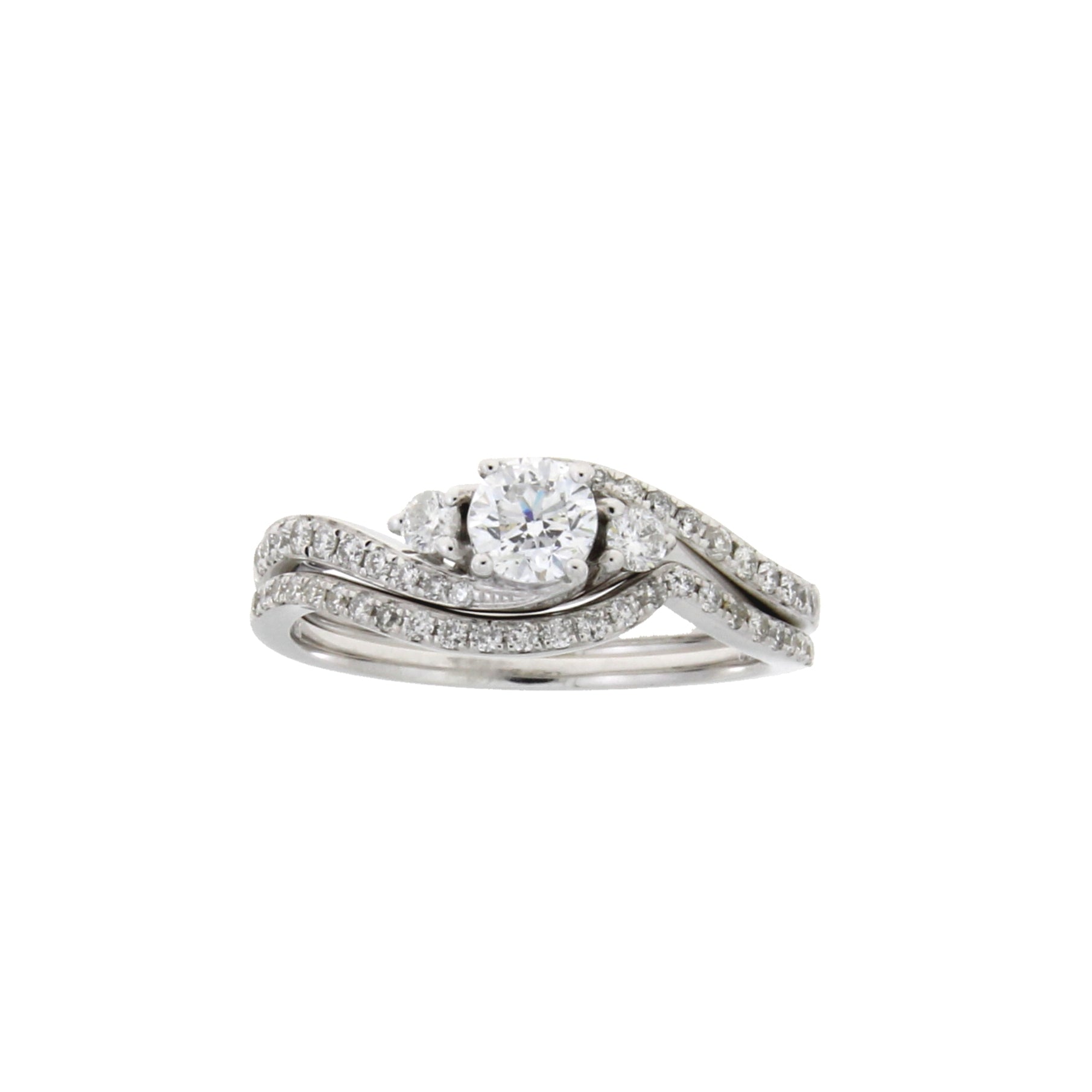 .70ct Diamond Engagement Ring Set 14KT White Gold Bids.com