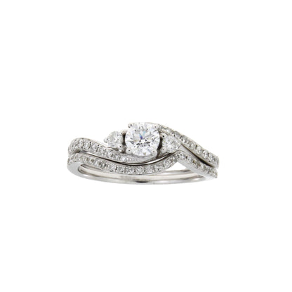 .70ct Diamond Engagement Ring Set 14KT White Gold Bids.com