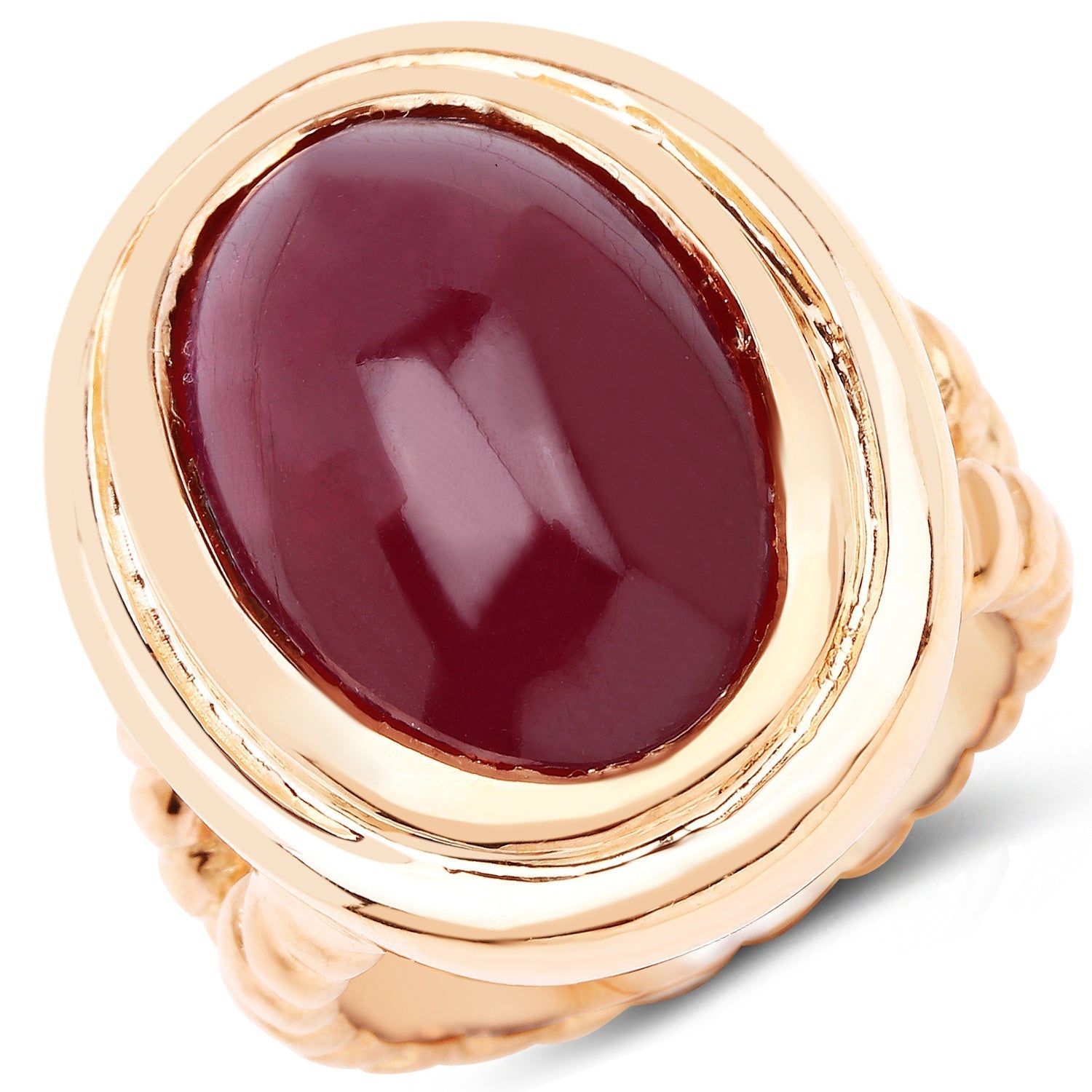 14K Rose Gold Plated 17.60 Carat Genuine Glass Filled Ruby .925 Sterling Silver Ring Bids.com