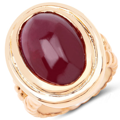 14K Rose Gold Plated 17.60 Carat Genuine Glass Filled Ruby .925 Sterling Silver Ring Bids.com