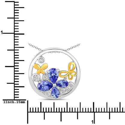 1.33 Carat Genuine Tanzanite and White Topaz .925 Sterling Silver Pendant Bids.com