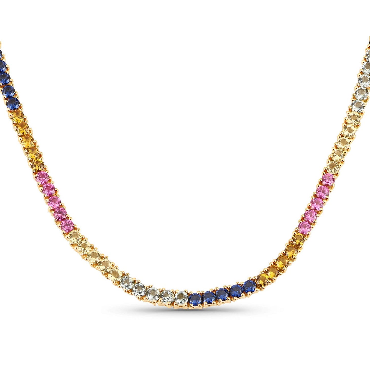 11.65 Carat Created Multi Sapphire .925 Sterling Silver Necklace Bids.com