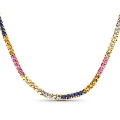 11.65 Carat Created Multi Sapphire .925 Sterling Silver Necklace Bids.com