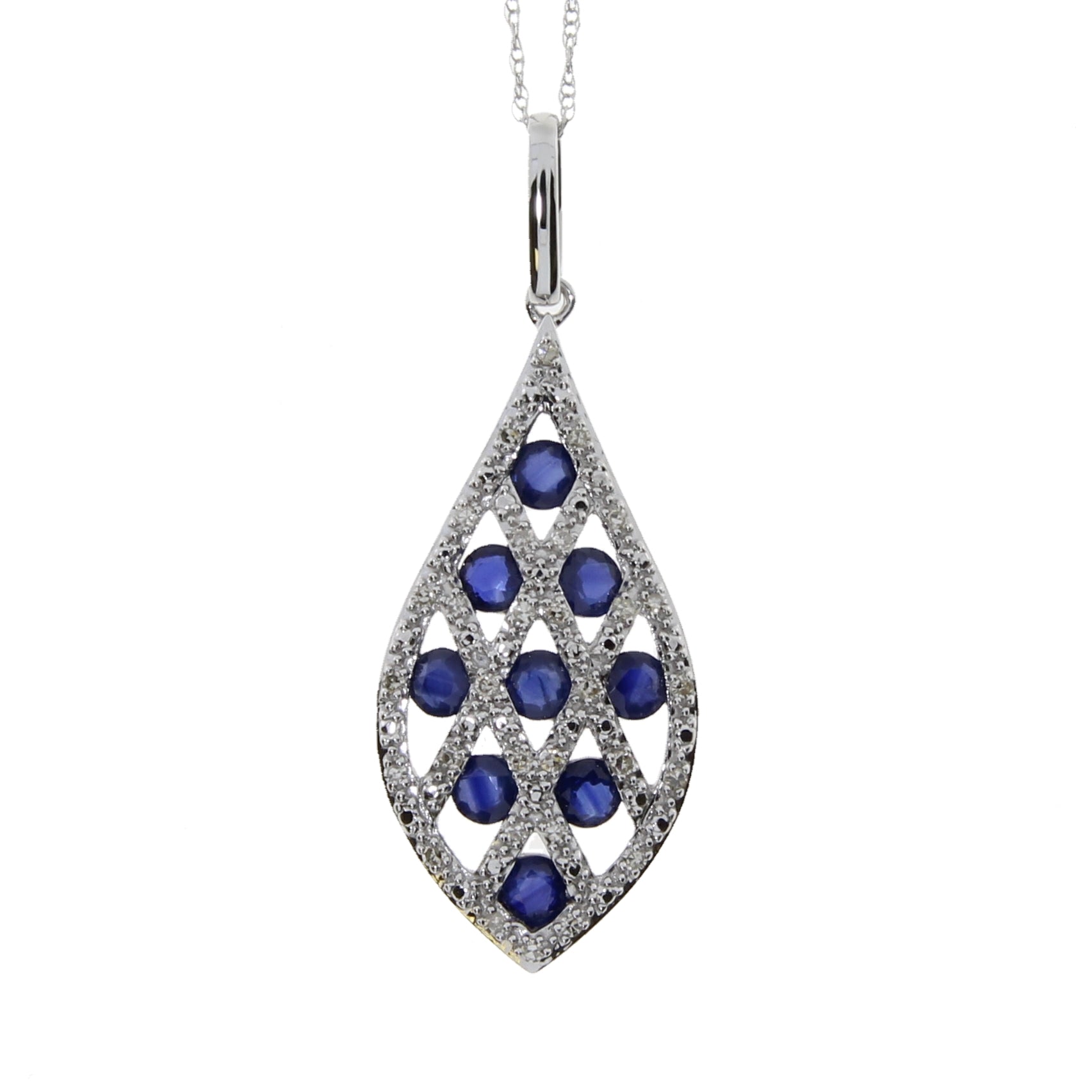 .58ct Sapphire Diamond Fashion Pendants 14KT White Gold Bids.com