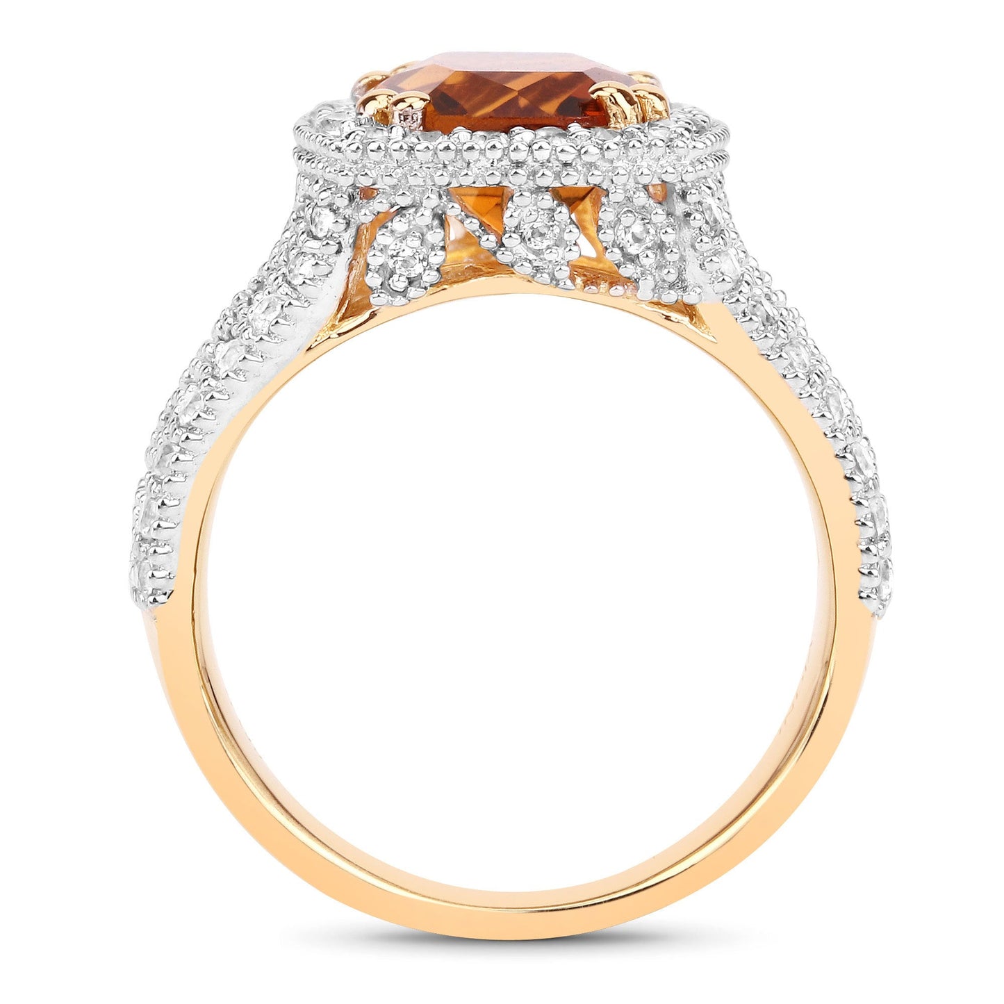3.71 Carat Genuine Citrine and White Topaz .925 Sterling Silver Ring Bids.com