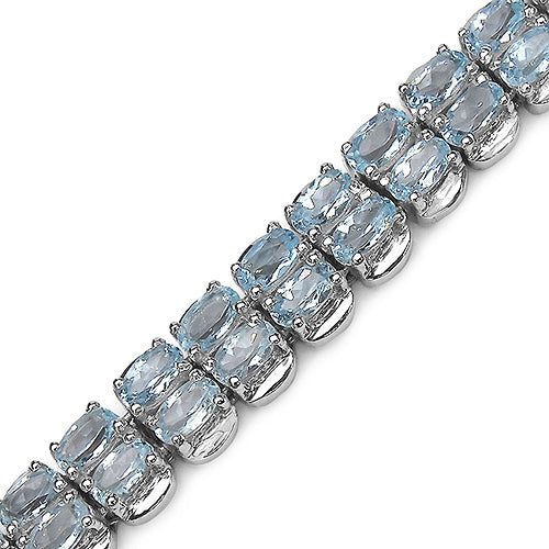 18.00 Carat Genuine Blue Topaz .925 Sterling Silver Bracelet Bids.com