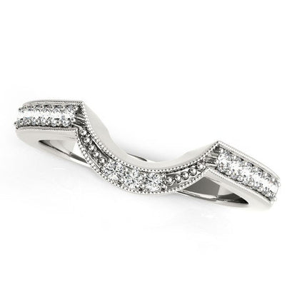 14k White Gold Round Diamond Curved Antique Wedding Band (1/4 cttw) Bids.com