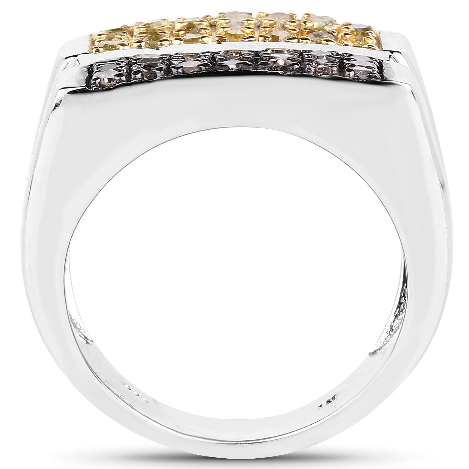 0.63 Carat Genuine Champagne Diamond and Yellow Diamond .925 Sterling Silver Ring Bids.com