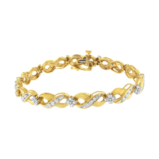 10K Yellow Gold Round-Cut Diamond Infinite Love Bracelet (1.00 cttw, I-J Color, I2-I3 Clarity) Bids.com
