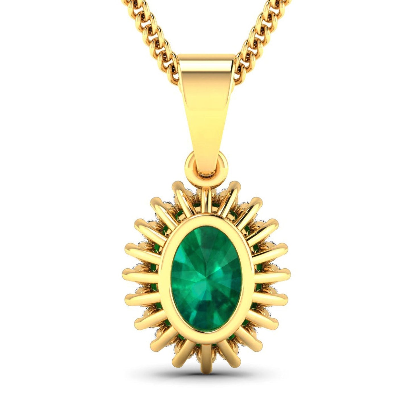 1.13 Carat Genuine Zambian Emerald and White Diamond 14K Yellow Gold Pendant Bids.com
