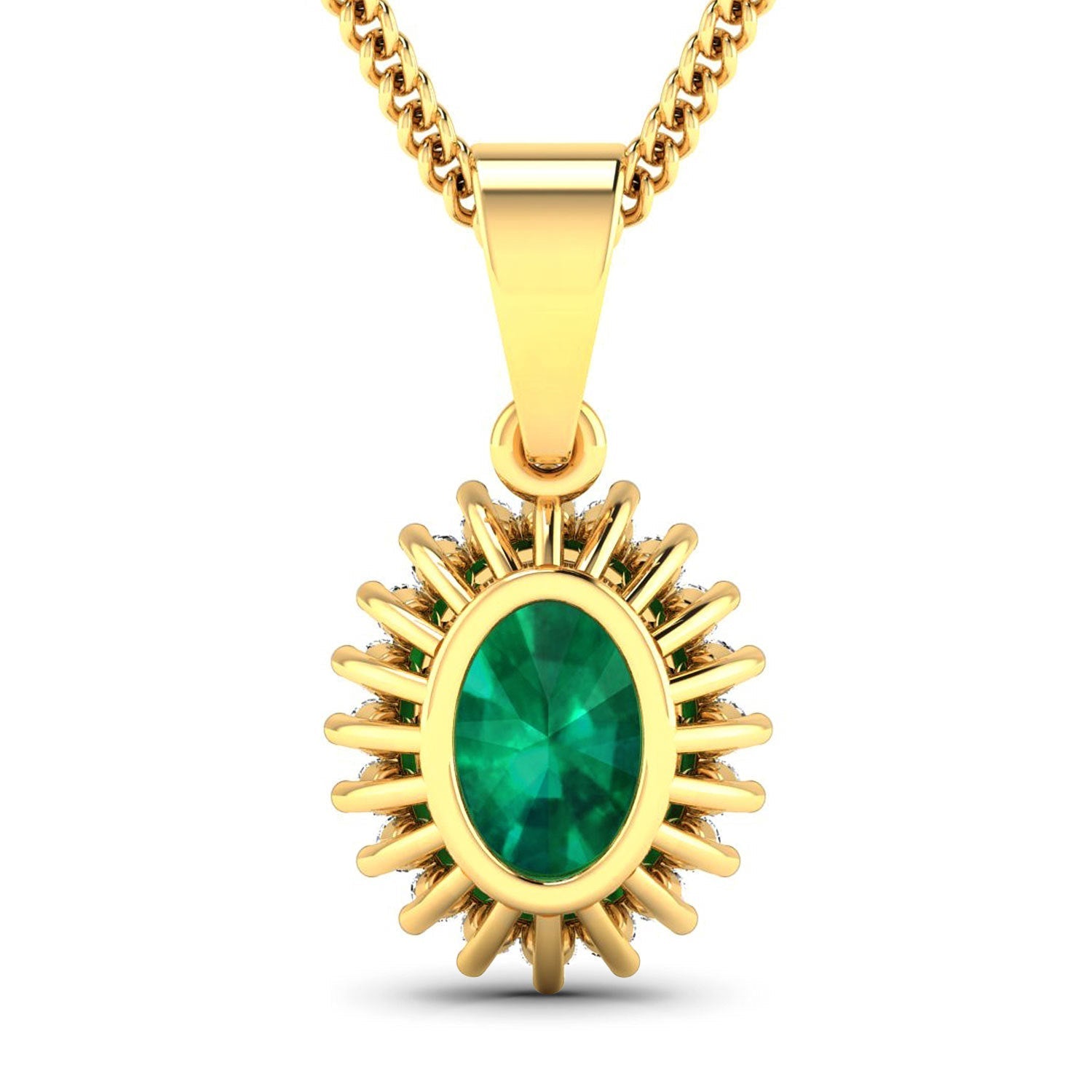 1.13 Carat Genuine Zambian Emerald and White Diamond 14K Yellow Gold Pendant Bids.com