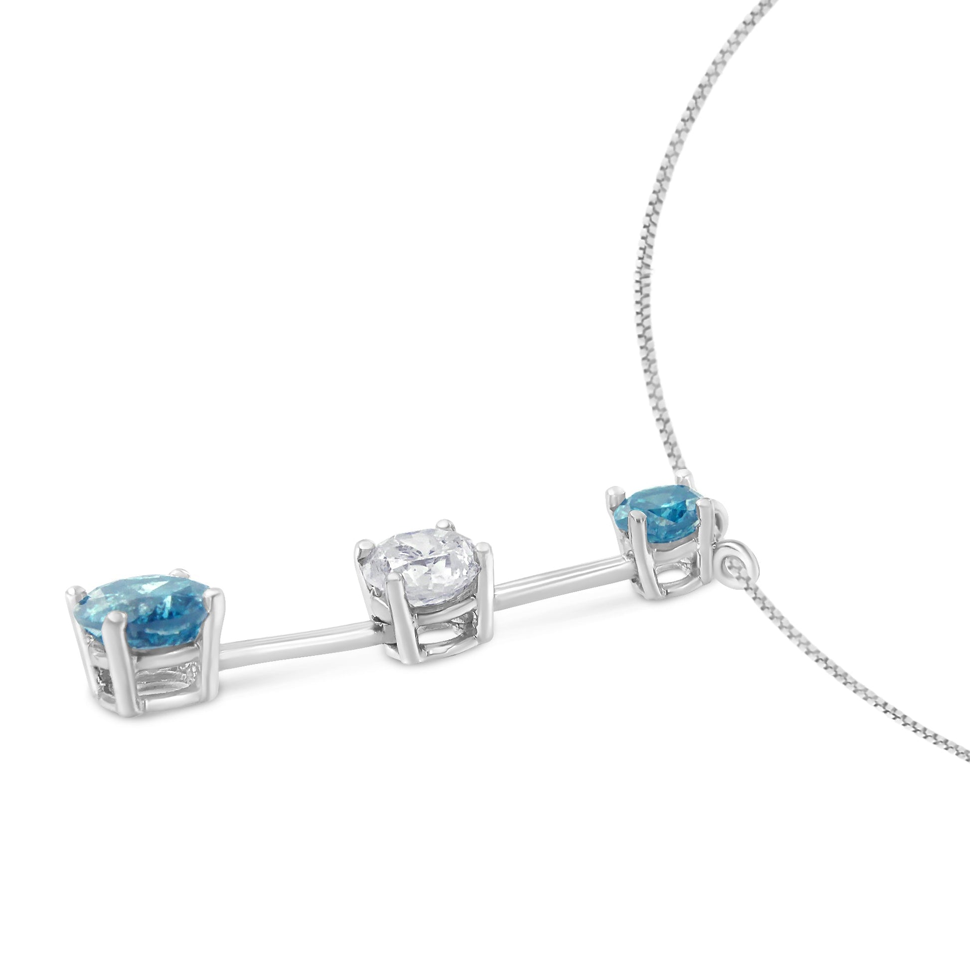 14K White Gold 1 1/2 cttw White and Treated Blue Diamond Pendant Necklace (H-I, I1-I2) Bids.com