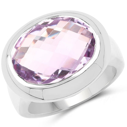 8.00 Carat Genuine Pink Amethyst .925 Sterling Silver Ring Bids.com