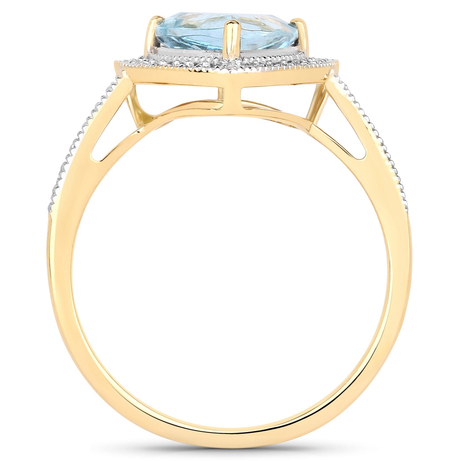 1.58 Carat Genuine Aquamarine and White Diamond 14K Yellow Gold Ring Bids.com