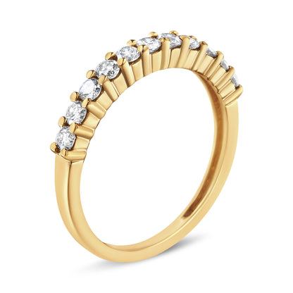 IGI Certified 1/2 Cttw Diamond 10K Yellow Gold Prong Set Fluted Band Style Wedding Ring (J-K Color, I1-I2 Clarity) - Size 7 Bids.com